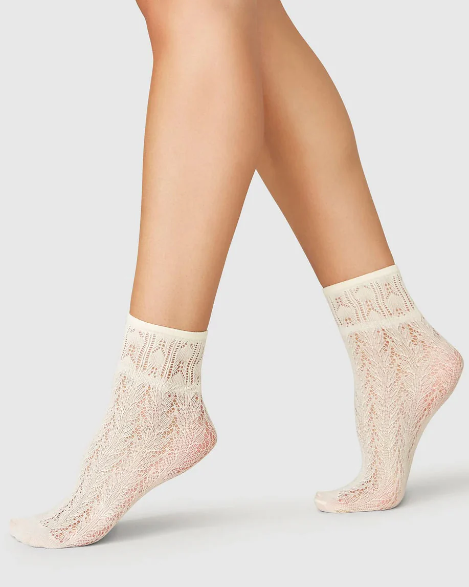 Chaussettes recyclées en crochet ivoire - Image 2