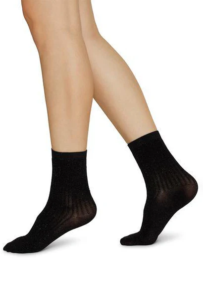 Chaussettes pailletées en fibre recyclée noires - Image 3